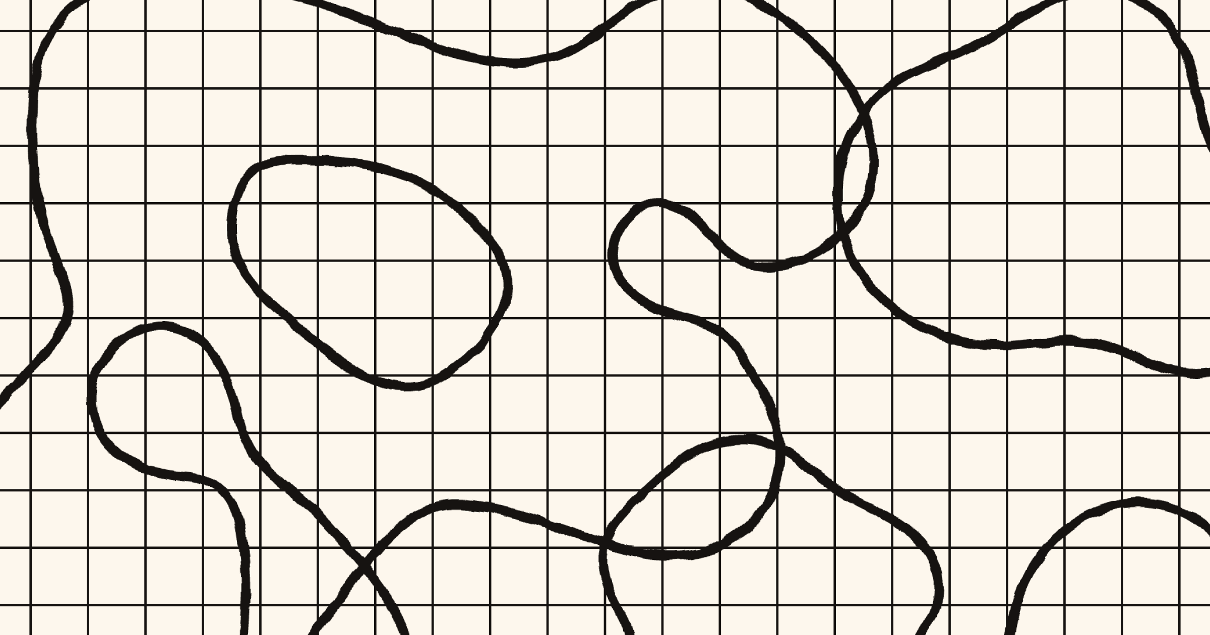 Thinking Machines Lab announcement artwork for Inkling-Small, hand-drawn black loops winding across a cream graph-paper grid, carrying no text or product imagery.