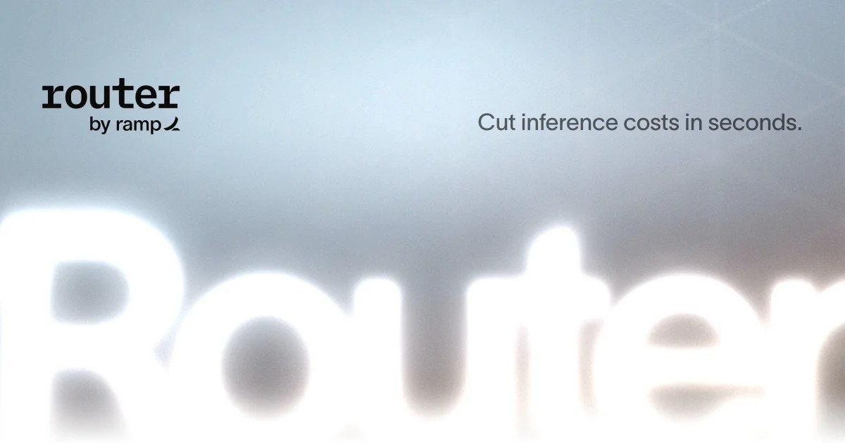 Ramp launch artwork for Router, showing the router by ramp wordmark on a pale grey gradient with the line Cut inference costs in seconds.