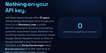 Answer card: on 5 August 2026 Demis Hassabis became Chair of Google DeepMind and Chief Scientist of Alphabet, Koray Kavukcuoglu became SVP reporting to Sundar Pichai over models and the Gemini app and developer teams, and Chief Scientist Jeff Dean left after 27 years with three colleagues to found Discovery Loop.