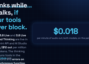 Answer card stating that Google released Gemini 3.8 Live and Gemini 3.8 Live Extended Thinking on 15 September 2026 at 3 dollars per million audio input tokens and 12 dollars out, that the thinking model requires asynchronous tools, and that Artificial Analysis scores it 82.6 on its Speech to Speech Quality Index.