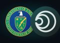 The Department of Energy seal next to the Arcee AI mark on a teal field, the announcement image Arcee published for the Genesis-Science-1 partnership with DOE.