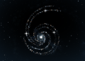 OpenAI announcement image for GPT-6 Astra, a spiral galaxy of white, blue and amber points of light curling around a bright core on a near black star field.