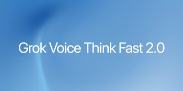 Official xAI announcement artwork for Grok Voice Think Fast 2.0, the model name set over the dark xAI release graphic.
