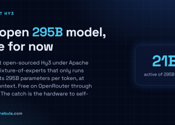 Answer card: Tencent open-sourced Hy3, an Apache 2.0 licensed 295B mixture-of-experts model that runs only 21B active parameters per token, with 256K context, free on OpenRouter until July 21.