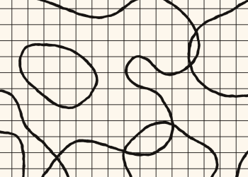 Thinking Machines Lab announcement artwork for Inkling-Small, hand-drawn black loops winding across a cream graph-paper grid, carrying no text or product imagery.