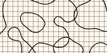 Thinking Machines Lab announcement artwork for Inkling-Small, hand-drawn black loops winding across a cream graph-paper grid, carrying no text or product imagery.