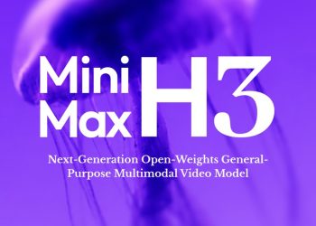 Official MiniMax H3 announcement banner on a purple jellyfish background, with the model name and the subtitle Next-Generation Open-Weights General-Purpose Multimodal Video Model.