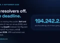 Answer card stating that Mullvad announced on 3 September 2026 that it is shutting down its public encrypted domain name system servers on 2 November 2026 and sponsoring the Quad9 Foundation instead, with 194.242.2.2 and its five sibling addresses all going away, and virtual private network customers unaffected.