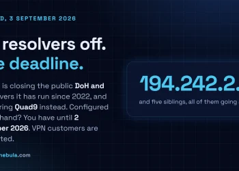 Answer card stating that Mullvad announced on 3 September 2026 that it is shutting down its public encrypted domain name system servers on 2 November 2026 and sponsoring the Quad9 Foundation instead, with 194.242.2.2 and its five sibling addresses all going away, and virtual private network customers unaffected.