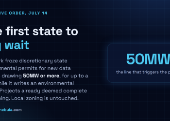 Answer card: New York froze state environmental permits for new data centers drawing 50MW or more, for up to a year, while it writes an environmental review.