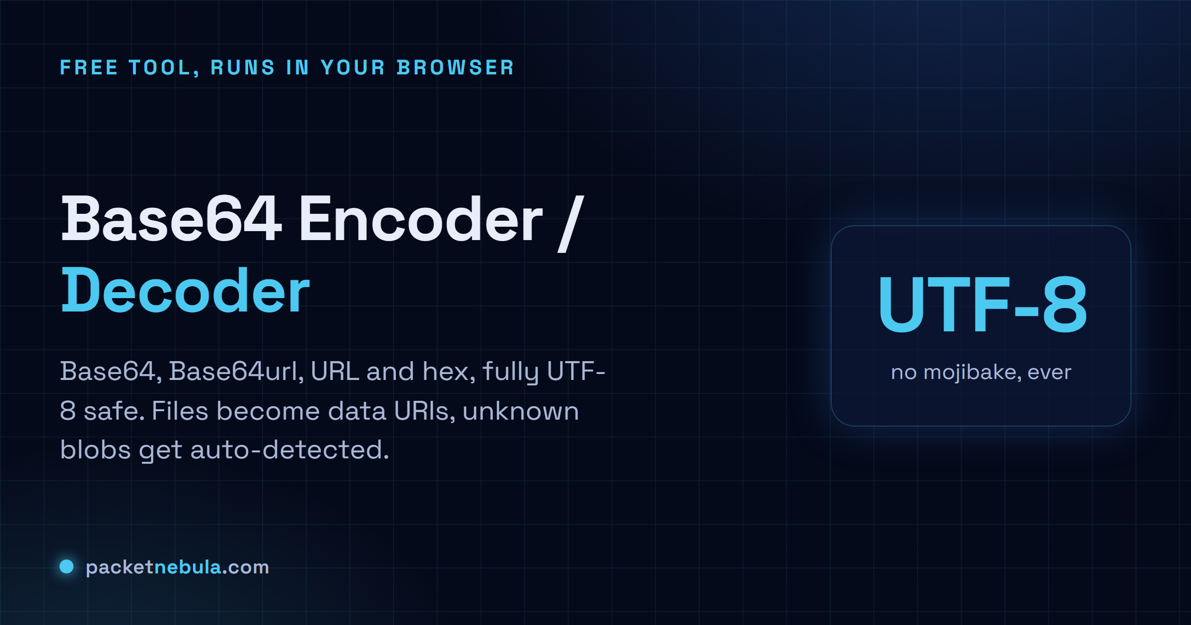 Base64 Encoder / Decoder: Base64, Base64url, URL and hex, fully UTF-8 safe, with files and auto-detect.