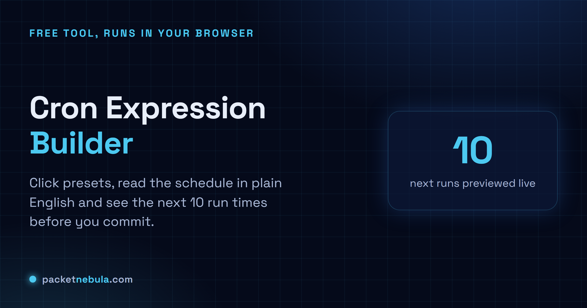 Cron Expression Builder: Build cron schedules with buttons, see the next 10 runs instantly.