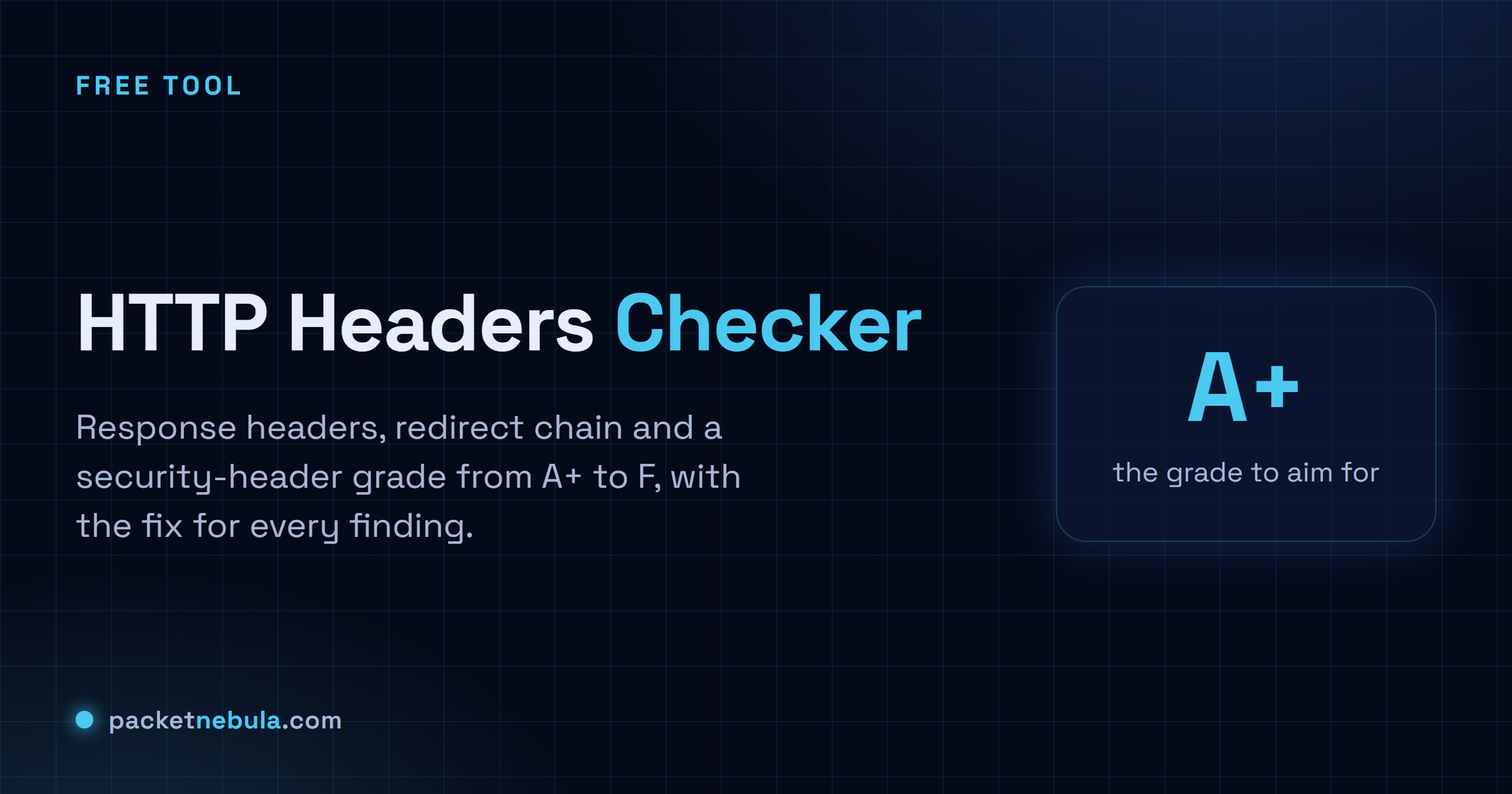 HTTP Headers Checker: Response headers, redirect chain and a security-header grade for any URL.