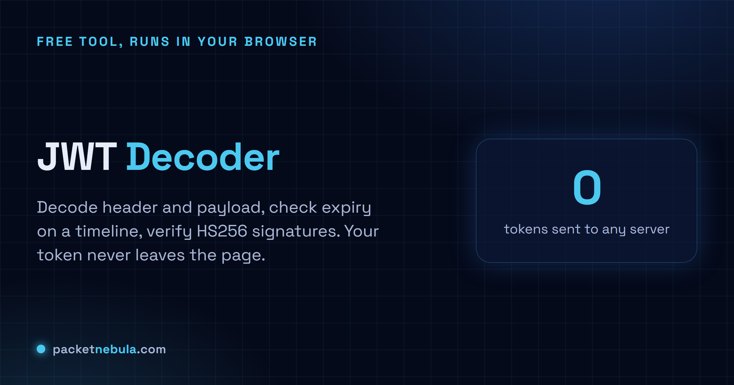 JWT Decoder: Decode and inspect JSON Web Tokens locally, with expiry timeline and signature check.