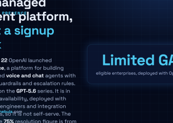 Answer card: on July 22, 2026 OpenAI launched Presence, a managed platform for governed voice and chat agents running on the GPT-5.6 series, in limited availability deployed with OpenAI engineers, with a 75% resolution figure that comes from OpenAI its own support line.