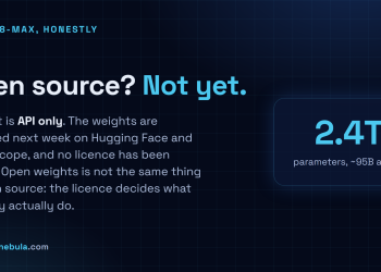 Answer card: Qwen3.8-Max is not open source today; it is API only, the weights are promised next week on Hugging Face and ModelScope, and no licence has been named.