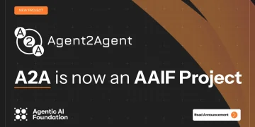 Announcement graphic reading A2A is now an AAIF Project, with the Agent2Agent and Agentic AI Foundation logos on a dark background