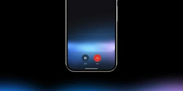 Lower half of a smartphone showing Gemini call controls with Hold and End buttons against a black background with blue and purple glow