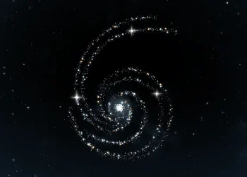 OpenAI hero image for GPT-6 Astra: a spiral galaxy of small bright stars forming a stylized number 6 on a dark starry background