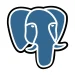The blue and white PostgreSQL elephant logo, Slonik, on a white background