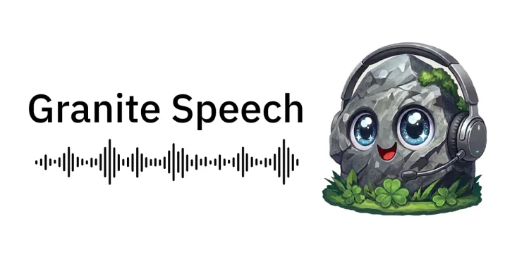 Granite Speech title with an audio waveform and a cartoon granite rock wearing a headset
