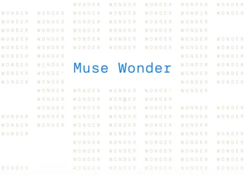 Meta announcement image with Muse Wonder in blue monospace type over a grid of faint repeated WONDER words on a white background
