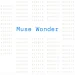 Meta announcement image with Muse Wonder in blue monospace type over a grid of faint repeated WONDER words on a white background