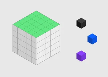IBM announcement image for Granite Switch 4.1: a large grey cube with a green top, beside three small black, blue and purple cubes standing for its adapters