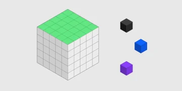 IBM announcement image for Granite Switch 4.1: a large grey cube with a green top, beside three small black, blue and purple cubes standing for its adapters
