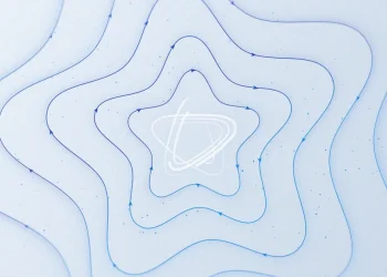 Meta AI Research cover for its post on security and safety for the Muse agent: concentric blue lines with arrows forming a rippling star shape around a white looping emblem on a pale blue background