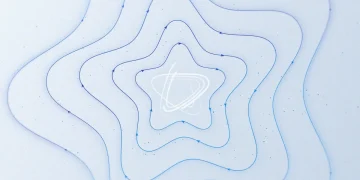 Meta AI Research cover for its post on security and safety for the Muse agent: concentric blue lines with arrows forming a rippling star shape around a white looping emblem on a pale blue background