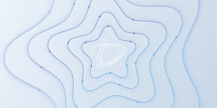 Meta AI Research cover for its post on security and safety for the Muse agent: concentric blue lines with arrows forming a rippling star shape around a white looping emblem on a pale blue background