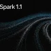 Meta announcement graphic reading Muse Spark 1.1 over blue streamlines and white particles on a black background